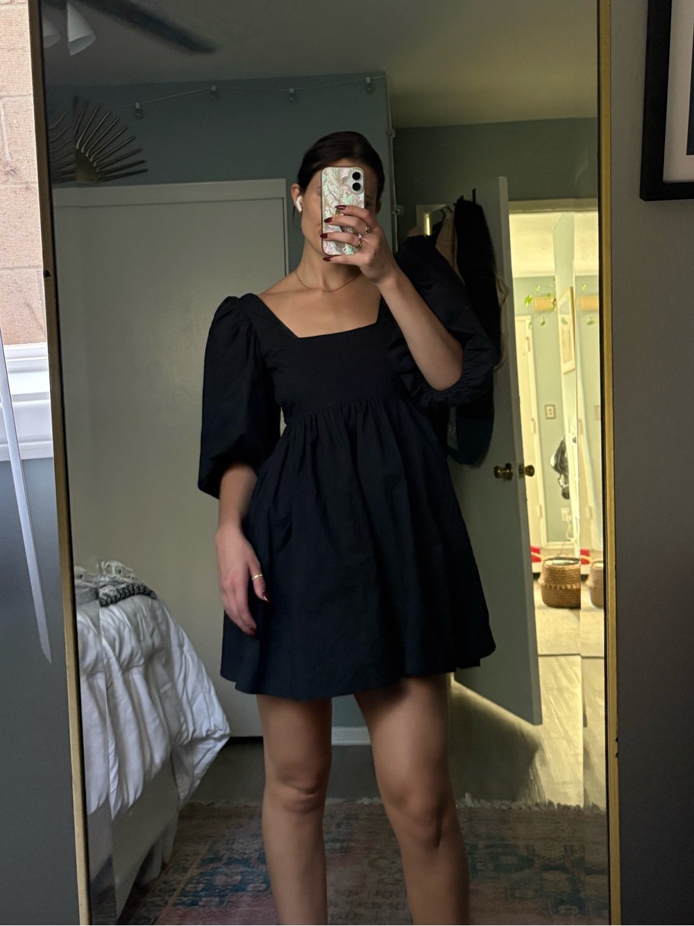 Lovers and Friends Black Puff-Sleeve Mini Dress